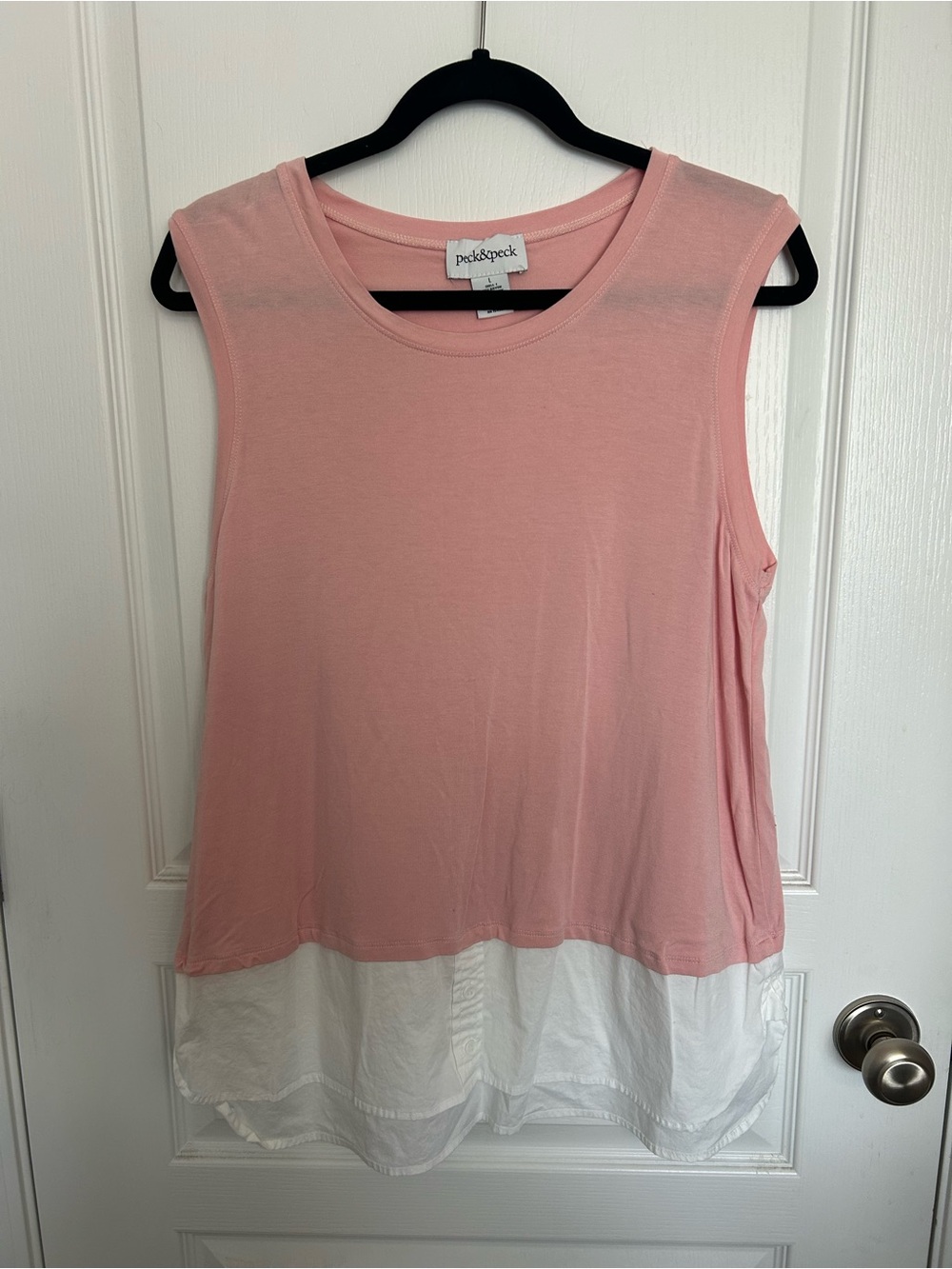 Peck & Peck Pink and White Two-Tone Layered Tank